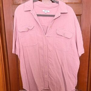 Madewell Dusty Pink Short-Sleeve Button-Down Shirt